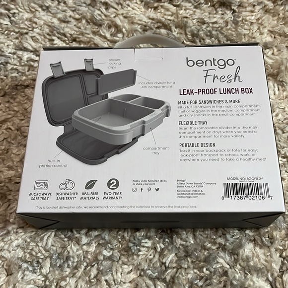 NWT Bentgo Fresh Leak-Proof Lunch Box | Grey | BPA free | - Picture 2 of 2